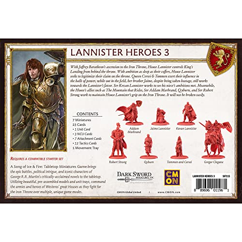 A Song of Ice and Fire Juego de miniaturas de mesa Lannister Heroes III Box Set,Juego de estrategia para adolescentes y adultos,Tiempo de juego promedio de 45 a 60 minutos,Fabricado por CMON (SIF215)