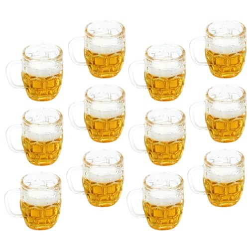 Abaodam 12 Piezas De Simulación De Cerveza para Decoración del Hogar Mini Vasos De Chupito De Cerveza Pequeños Vasos De Cerveza Modelos Decorativos De Jarras De Cerveza Modelo De Taza