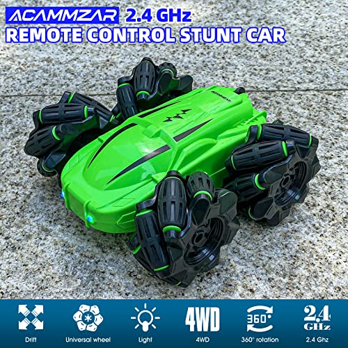 ACAMMZAR Coche Teledirigido, 2.4GHz 4WD Drift Stunt Coche Radiocontrol, RC Coche de Juguete para niños de 4 6 8 9 12 años, Adulto