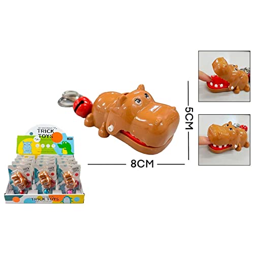 Acan Tradineur - Mini Hipopotamo con sacamuelas y llavero - Fabricado en plástico - Portable, Tamaño compacto - Color Marrón