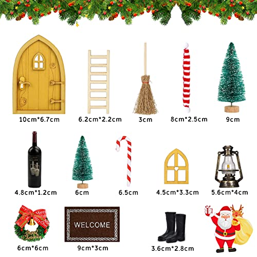 Accesorios en Miniatura de Navidad 14 Piezas, Juego de Gnomo en Miniatura Juego de Accesorios para Duende Set de Navidad en Miniatura, Decoraciones para Navidad (14)