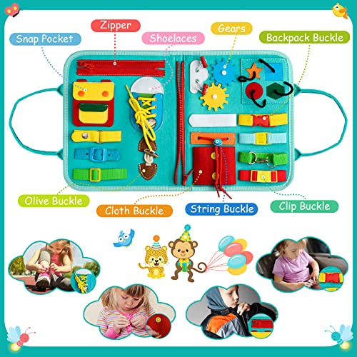 Achiyway 4 Capas Busy Board Montessori, Tablero Sensorial Montessori para Niños 1 2 3 4 Años, Juguetes Educativos para Aprender a Vestir y Habilidades Motoras Finas, Regalo para Niño de 1 a 4 Años