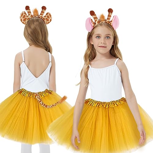 ACWOO Traje de Jirafa, Juego de Disfraces de Jirafa, Disfraz Jirafa Niño, Diadema de Jirafa, Cola de Jirafa, Disfraces de Animales Niños para Halloween Fiesta Cumpleaños Navidad Carnaval Cosplay