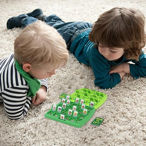 Adivina Quién Soy Juego (Green) - Juego De Adivinanzas Familiar Juegos De Mesa | Quién Clasico Juegos Portátil De Adivinanza Familiar | Pensamiento Lógico Intelectual para Preescolar