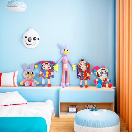 AdTemp (Juego de 5 Piezas) The Amazing Digital Circus Peluche, pomni y Jax Peluche Juguetes mágicos Payasos de Circo Digital y Almohadas rellenas de Conejo, Regalos navideños para Adultos y niños