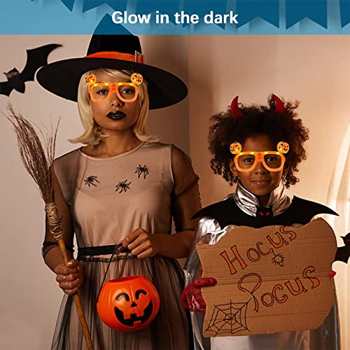 Aelevate Halloween Marcos gafas LED, Gafas con marco cabeza calabaza con luz LED, Juguetes calabaza novedosos, Fiesta Halloween divertida Bueno para niños Accesorios cosplay