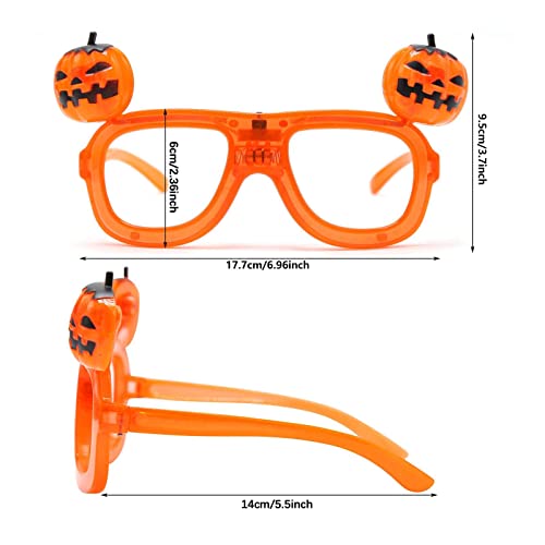 Aelevate Halloween Marcos gafas LED, Gafas con marco cabeza calabaza con luz LED, Juguetes calabaza novedosos, Fiesta Halloween divertida Bueno para niños Accesorios cosplay