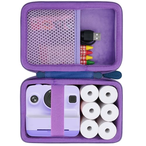 Aenllosi Estuche Funda para Mafiti/M MUNCASO/REDGO/DYNASONIC Cámara Instantánea para Niños, Camara Niños Papel Fotográfico 6 volúmenes&Bolígrafo de Color Organizadores, Violeta (Solo Funda)