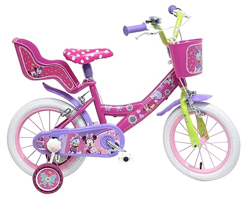 albri Bicicleta de niña Pulgadas de Disney Minnie, Bebés niños, Rosa, 14 pollici