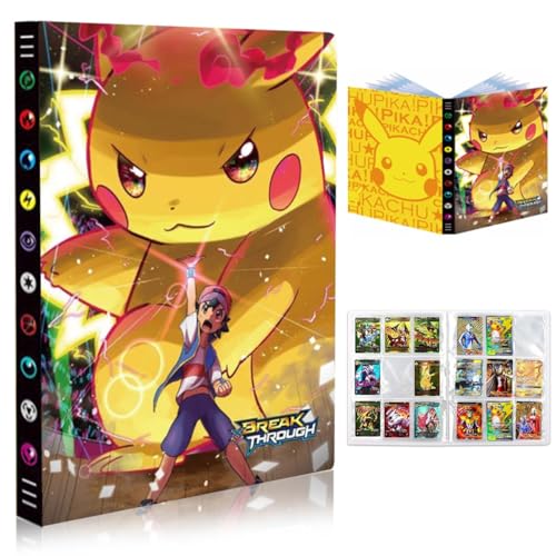 Álbum de Cartas, Álbum de Cartas Coleccionables, Álbum Colección Tarjetas, Álbumes Compatible con Cartas, 18 Páginas con capacidad para 324 cartas (Giant Pikachu)