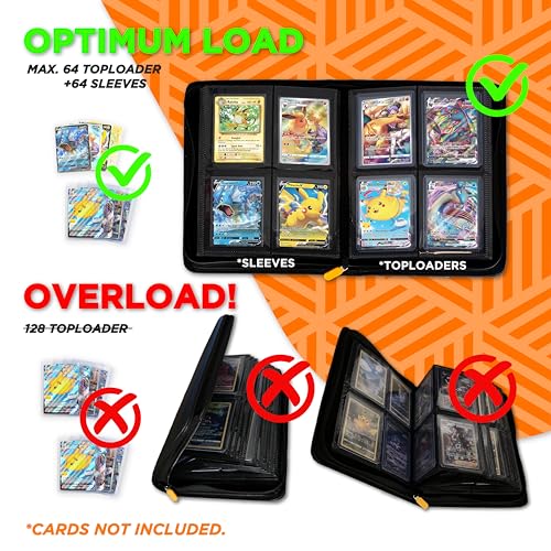 Album toploader para cartas Pokemon, Almacenamiento para 64 Toploaders y 64 Sleeves, Total 128 Cartas, Album para toploader sin anillas, accesorios para guardar tus cartas Toploader (2)