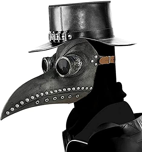 ALINILA MáScara de Pico Halloween,Falsa Piel Plaga Doctor MáScara,MéDico de Peste Pico de PáJaro de Nariz Larga,Accesorios de Disfraces Steampunk para Carnaval de Fiesta para Adultos