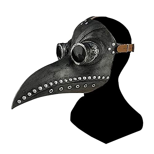 ALINILA MáScara de Pico Halloween,Falsa Piel Plaga Doctor MáScara,MéDico de Peste Pico de PáJaro de Nariz Larga,Accesorios de Disfraces Steampunk para Carnaval de Fiesta para Adultos