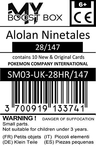 Alolan Ninetales (Ninetales de Alola) 28/147 Holo Reverse - #myboost X Sun & Moon 3 Burning Shadows - Box de 10 cartas Pokémon Inglesas
