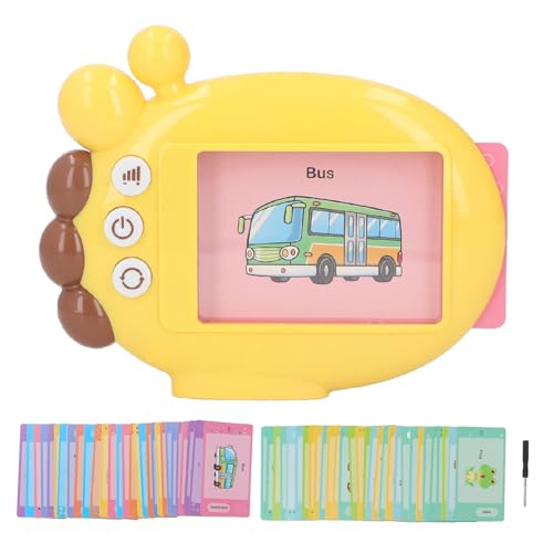 Alomejor Tarjetas flash parlantes de doble cara para aprender inglés hablando, vocabulario, bolsas de aprendizaje, juguetes sensoriales del idioma para niños pequeños (jirafa)