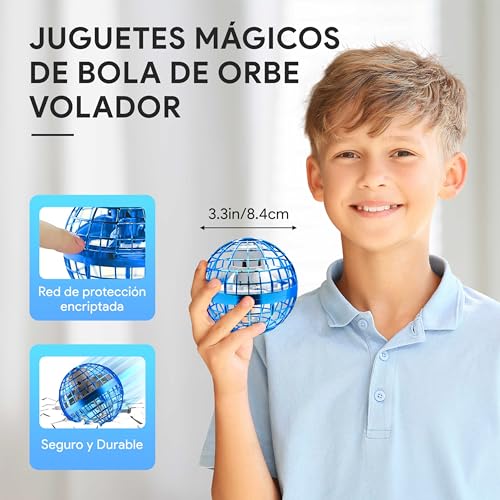 Alyssa Bola Voladora Magica, Juguetes Spinner Volador Mini Drone Flying Ball, RGB LED Fly Orb Boomerang para Niños y Adultos Rotación de 360° Pelota Voladora, Regalo de Hover Ball Niños 5-18 años