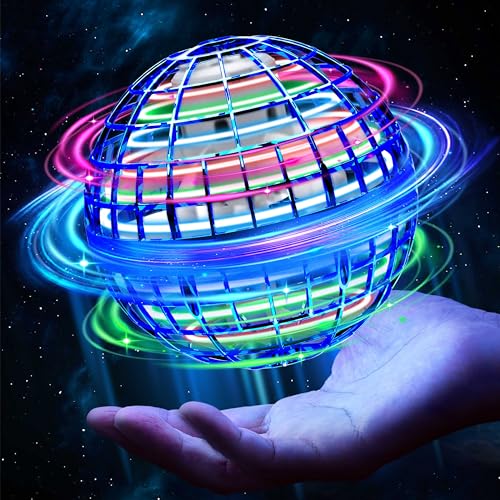 Alyssa Bola Voladora Magica, Juguetes Spinner Volador Mini Drone Flying Ball, RGB LED Fly Orb Boomerang para Niños y Adultos Rotación de 360° Pelota Voladora, Regalo de Hover Ball Niños 5-18 años