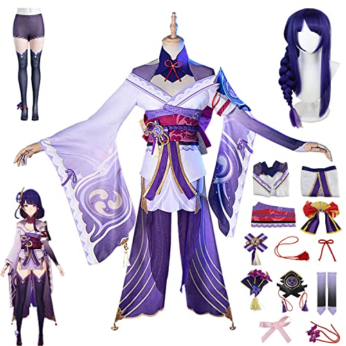 Amalon Genshin Impact Raiden Shogun Cosplay Juego Personajes Hu Tao Klee Uniforme Vestido Conjunto completo Mujeres Niñas Fiesta de Halloween Traje con peluca