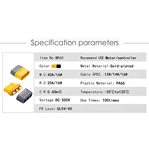 Amass MR60 - Juego de 10 pares de conectores hembra con funda para RC Lipo Batería RC Multicóptero Aviones