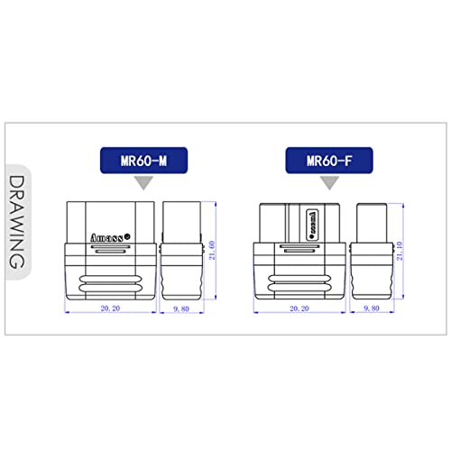 Amass MR60 - Juego de 10 pares de conectores hembra con funda para RC Lipo Batería RC Multicóptero Aviones