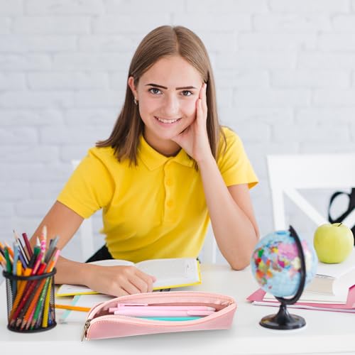 Amaxiu Estuche delgado de piel sintética para lápices, 2 piezas hechas a mano, soporte pequeño para pluma estilográfica, estuche de lujo con cremallera, bolsa de papelería, organizador de lápices