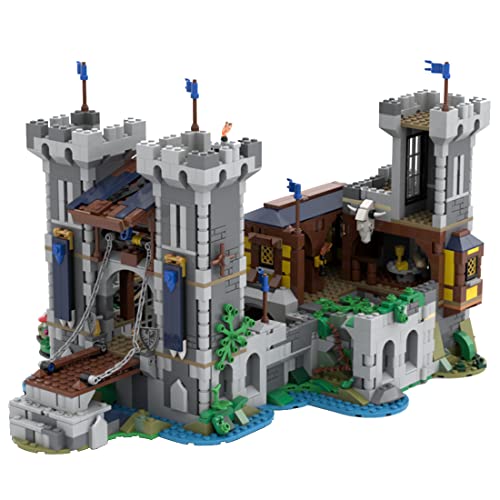 AMOC Kit de construcción modular de la fortaleza medieval del bastión negro, serie medieval, compatible con Lego (1971PCS)