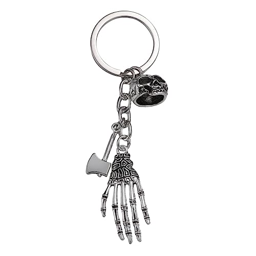 Amosfun Llavero de Halloween con calavera de metal, diseño de esqueleto, llavero decorativo para llaves del coche, bolso o teléfono