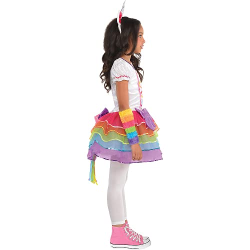 amscan 842746-55 Vestido de unicornio arcoíris con diadema y calentadores-Edad 4-6 años-1 PC