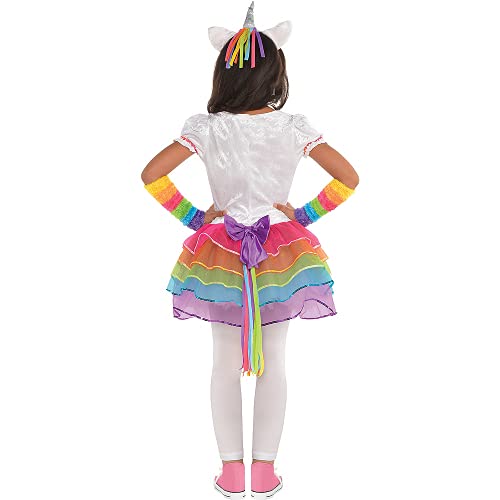 amscan 842746-55 Vestido de unicornio arcoíris con diadema y calentadores-Edad 4-6 años-1 PC