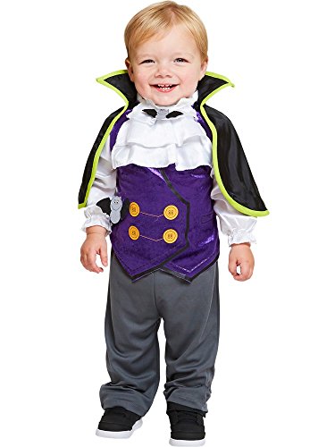 amscan- Tiny Costume-Age Months-1 Pc Disfraz de Drácula para niños de 18 a 24, 1 Unidad, Multicolor, 18-24 meses (PDBV18)