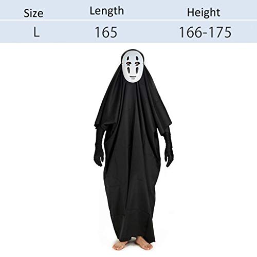 Amycute 3 PCS Disfraz de Sin Rostro del Viaje de Chihiro, Máscara No-Face japonés cosplay y Guante Negro para Cosplay Carnaval Festival de Musica (M)