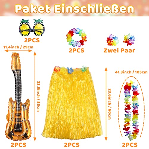 Amycute Fiesta Hula, Falda De Hula con Guirnaldas, Faldas De Hierba, Juego de 7 Hula Hawaiano para Porristas, Bodas, Cumpleaños, Disfraz de Adulto para Playa Luau Hawaii Party Accesorios