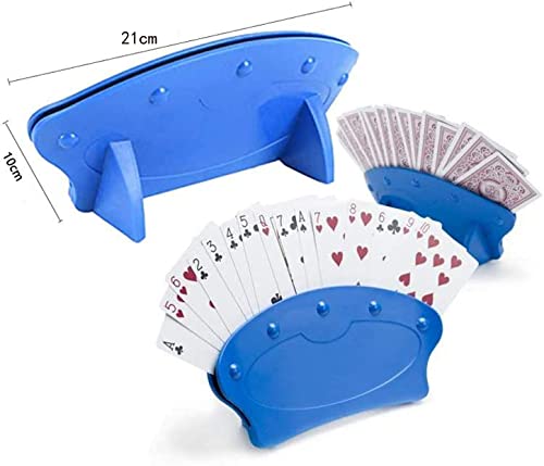 AMZMUKAUP 4 Piezas Soporte para Naipes, Sujeta Cartas Soporte para Juego de Cartas Plastic Poker Rack Juego de Cartas Titular para Niños Discapacitados Adultos Personas Mayores