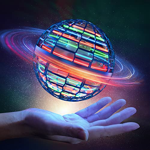 Ancesfun Flying Orb Hover Ball Juguetes, Luces Mágicas LED Recargables Bola Bumperang Bufer con 360° Rotating Fly Spinner UFO Mini Drone Infinito para Niños Adultos Chicos Chicas (Azul)