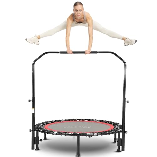 ANCHEER Trampolín Fitness, Trampolín Profesional Fitness de 40 Pulgadas con Mango Ajustable para Uso en Exteriores e Interiores, Adecuado para Adultos Fitness, MAX: 136 kg (Red - Adjustable Legs)