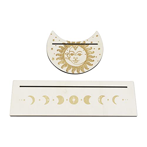 Andoer 2 Uds Soporte para Cartas de Tarot de Madera Rectangular en Forma de Luna Tarot Soporte de Madera para Tarjetas para Herramientas de Adivinación de Brujas Decoración de Altar