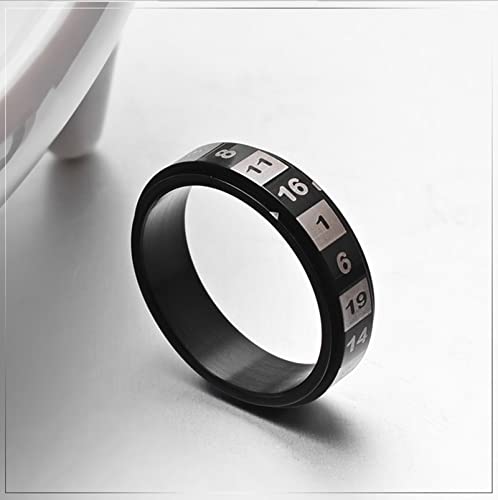 Anillos para ansiedad para hombres, 6 mm números rotativos anti estrés Fidget Spinner anillo colorido/negro, Sin piedras preciosas