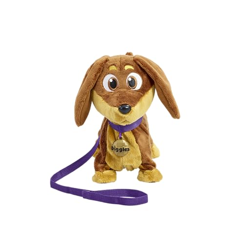 Animagic - Diggles - Juguete Electrónico - Peluche Interactivo para Perro - A partir de 2 Años - Camina, Ladra y Mueve la Cola - Divertido y Entrañable - Pilas Incluidas - Marrón