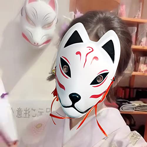 anime japonés para cosplay, Kitsune con borlas y campanas pequeñas, accesorio para bailes máscaras, fiesta del día San Valentín, espectáculos cómics, actuaciones