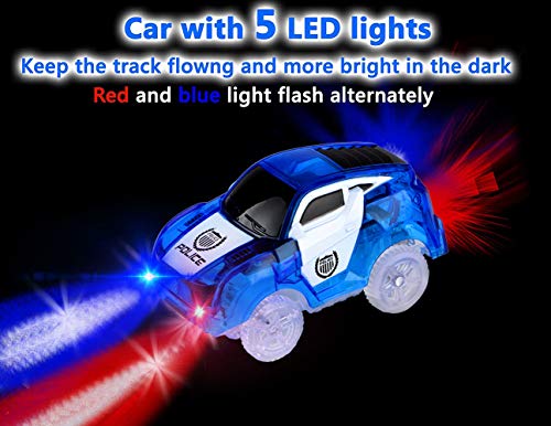 AniSqui Track Race Car, (Glow Track Coches Light Up Coche de Juguete Glow in The Dark,) Circuito Coches Juguete Niño, Coches Led Accesorios de Pista para Niños 3 4 5 6