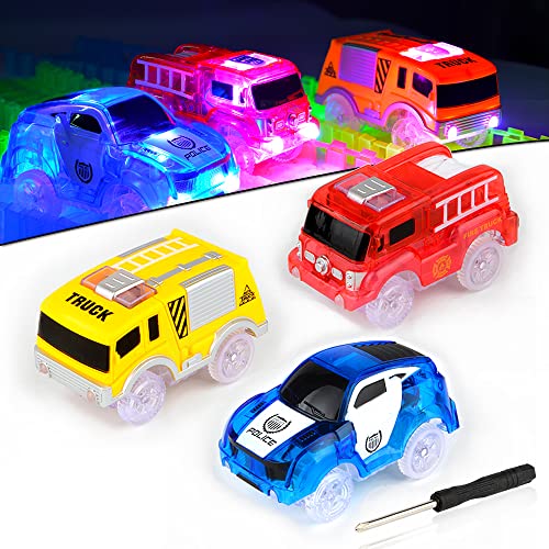 AniSqui Track Race Car, (Glow Track Coches Light Up Coche de Juguete Glow in The Dark,) Circuito Coches Juguete Niño, Coches Led Accesorios de Pista para Niños 3 4 5 6