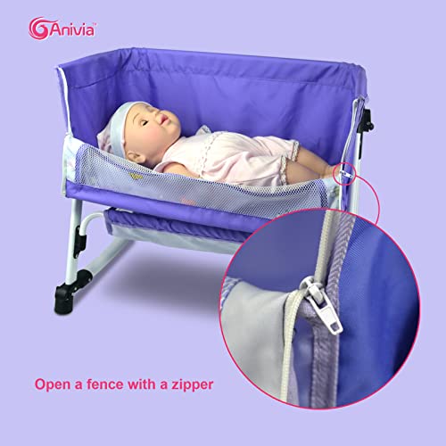 Anivia Doll Bed Furniture 2 Function, Doll Bed y Doll Swings Together with Fabric Cloth para muñecas American Girl de 18 Pulgadas - Violeta