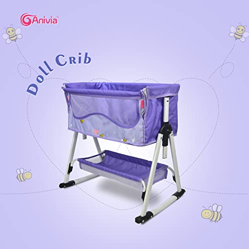 Anivia Doll Bed Furniture 2 Function, Doll Bed y Doll Swings Together with Fabric Cloth para muñecas American Girl de 18 Pulgadas - Violeta