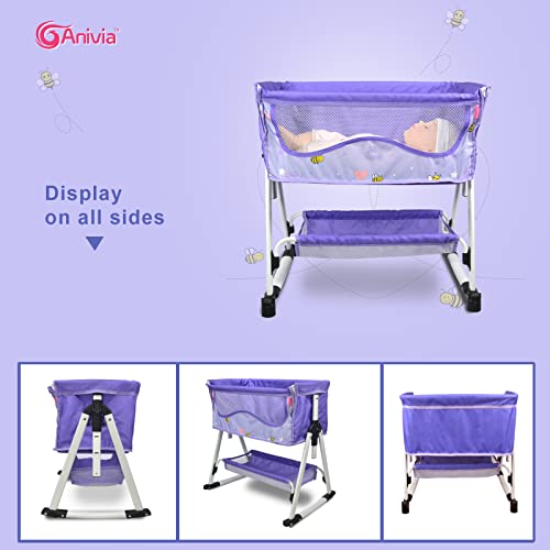 Anivia Doll Bed Furniture 2 Function, Doll Bed y Doll Swings Together with Fabric Cloth para muñecas American Girl de 18 Pulgadas - Violeta