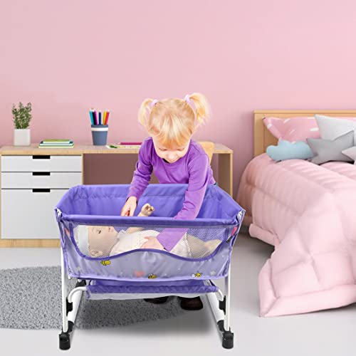 Anivia Doll Bed Furniture 2 Function, Doll Bed y Doll Swings Together with Fabric Cloth para muñecas American Girl de 18 Pulgadas - Violeta