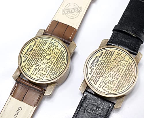 Antique Vibes Reloj de pulsera vintage con brújula y correa de cuero, reloj retro, regalos náuticos para cumpleaños, bautizo, pareja, para marido, esposa, regalos para padre, madre para amantes