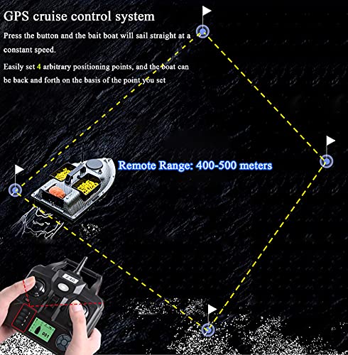 Aocay Barco Cebador Inteligente, Barco Cebador Carpfishing GPS, Barco Teledirigido de Pesca con Pantalla LCD, 3 Contenedores de Cebo Controlados Individualmente, Crucero Automático de 500 M