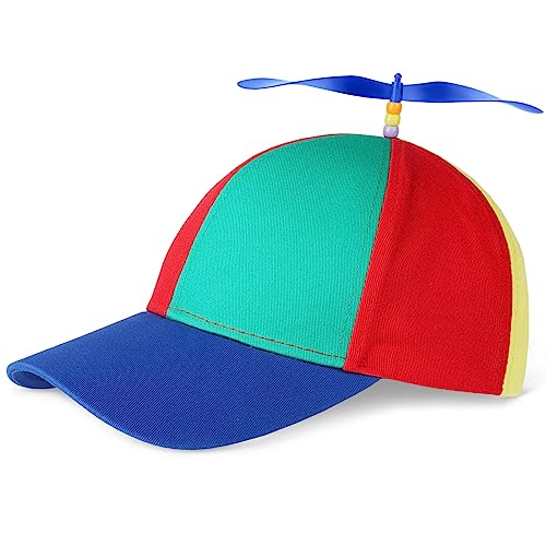 AOMIG Gorra de Hélice de Colores, Colorido Patchwork Gorra Sombrero, Sombrero de Helicóptero Unisexo, Tapa de hélice extraíble Adecuado para Fiestas al Aire Libre, Cosplay (NiñOs-A)