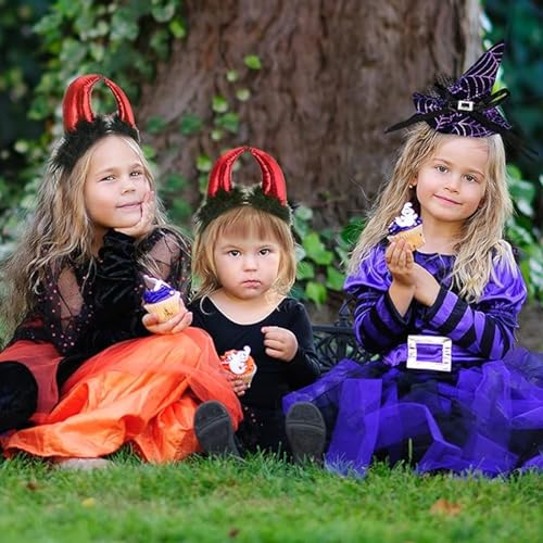 AONAT Halloween Diadema Cabeza Tocado,Cuernos Diablo Diadema Demonio Accesorio de Disfraz Diablesa Mujer Cuernos Demonio Accesorios Halloween para Adultos y Niños