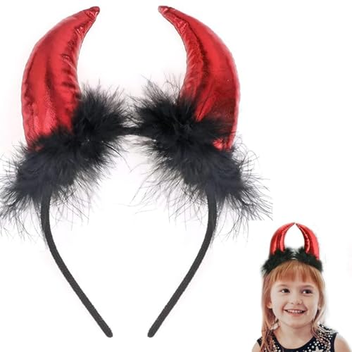 AONAT Halloween Diadema Cabeza Tocado,Cuernos Diablo Diadema Demonio Accesorio de Disfraz Diablesa Mujer Cuernos Demonio Accesorios Halloween para Adultos y Niños